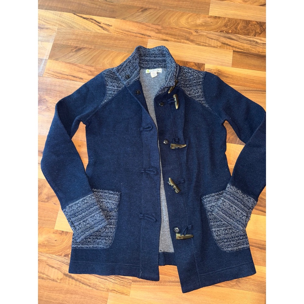Dakini Toggle Cardigan Coat Women SM Navy Blue Excellent Wool Blend Knit winter
